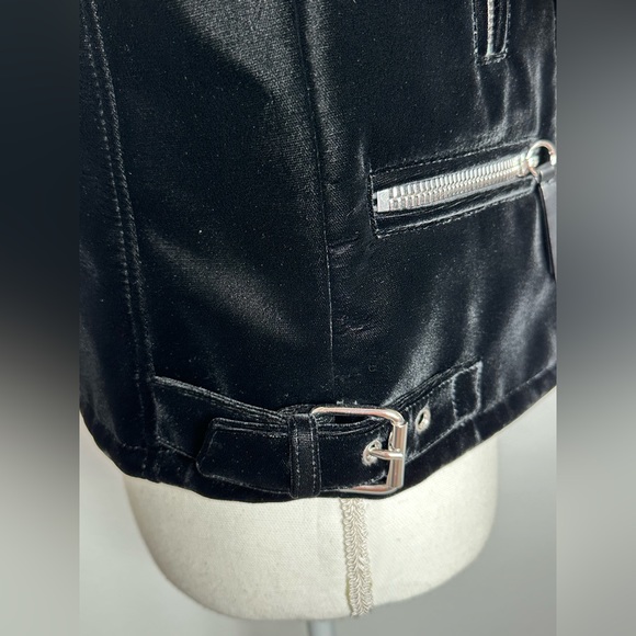 Giuseppe Rhinestone Embellished Black Velvet Biker Jacket Zanotti Medium Small - Picture 8 of 17